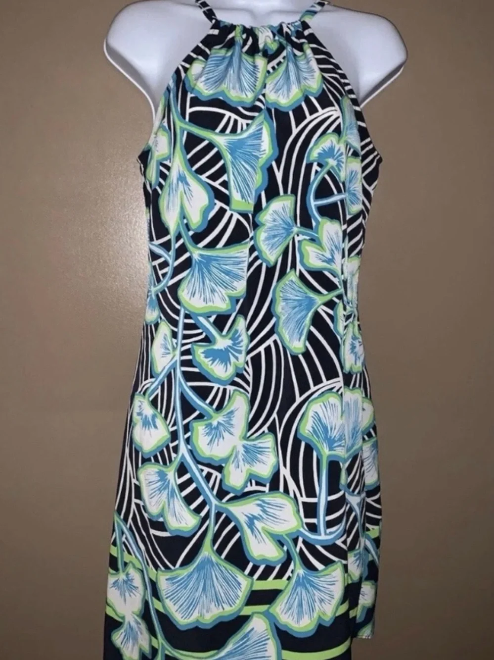 Crown & Ivy Floral Halter Tie Neck Sleeveless Lightweight Shift Dress L - Picture 1 of 7